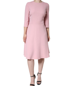 Dolce &amp; Gabbana Vestido rosa evasé de viscosa con mangas 3/4