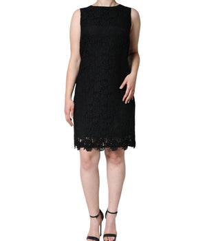 Dolce &amp; Gabbana Minivestido tubo sin mangas de encaje floral negro