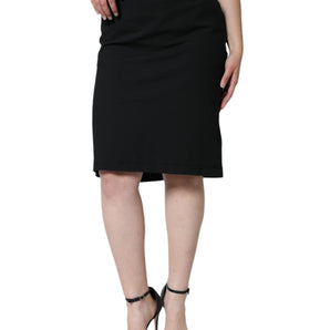 GF Ferre Black Straight Pencil Cut Knee Length Skirt