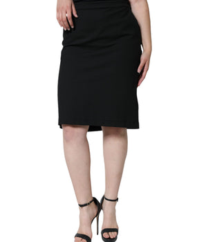 Falda negra recta hasta la rodilla con corte de lápiz de GF Ferre