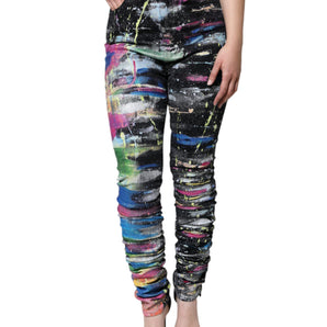 Dolce & Gabbana Multicolor Splatter Paint Cotton Skinny Denim Jeans