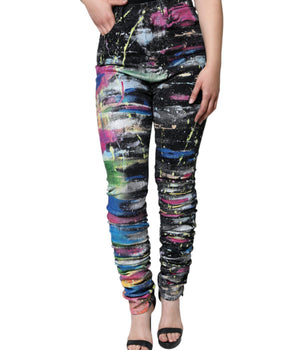 Dolce &amp; Gabbana Vaqueros pitillo de algodón con pintura salpicada multicolor