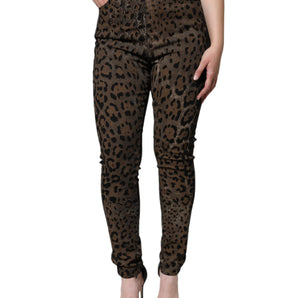 Dolce & Gabbana Brown Leopard Cotton Skinny Denim Jeans