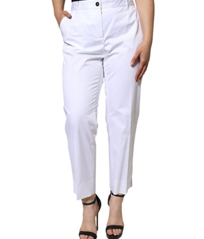 Dolce &amp; Gabbana Vaqueros de mezclilla cónicos de cintura media de algodón blanco