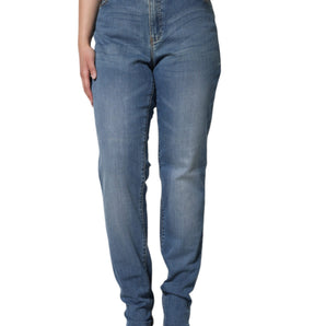 Emporio Armani Blue Washed High Waisted Skinny Women Denim Jeans