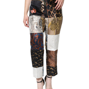 Dolce & Gabbana Multicolor Patchwork Jacquard High Waist Pants