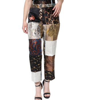 Dolce &amp; Gabbana Pantalones de cintura alta de jacquard con patchwork multicolor