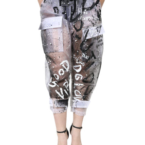 Dolce & Gabbana White See Through Logo Cropped Cargo Pants