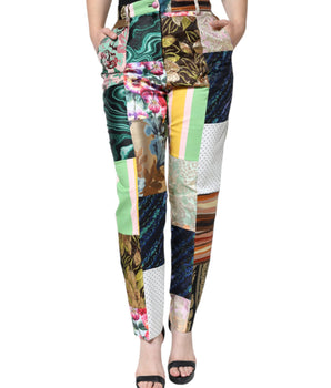 Dolce &amp; Gabbana Pantalones de cintura alta de jacquard con patchwork multicolor