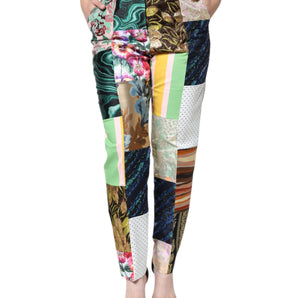 Dolce & Gabbana Multicolor Patchwork Jacquard High Waist Pants