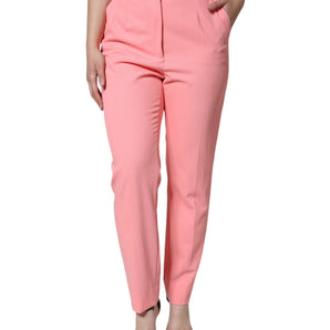 Dolce & Gabbana Rose Pink Polyester High Waist Tapered Pants