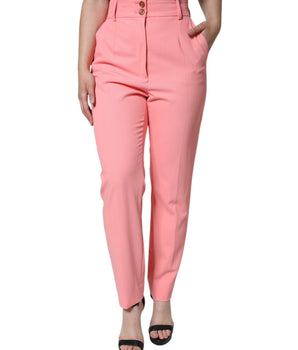 Dolce &amp; Gabbana Pantalones cónicos de cintura alta de poliéster rosa rosa