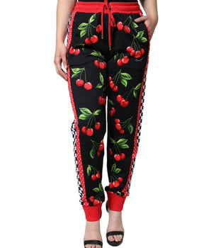 Dolce &amp; Gabbana Pantalones jogger de cintura media con cerezas rojas y negras