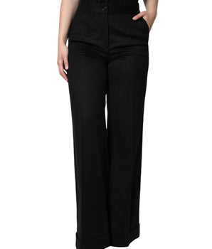 Dolce &amp; Gabbana Pantalones con corte de bota de cintura media de cachemir negro para mujer