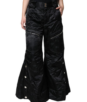 Dolce &amp; Gabbana Pantalones anchos de mujer de cintura alta acolchados negros