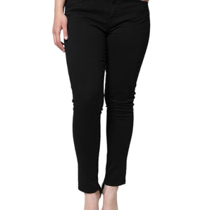 Dolce & Gabbana Black Cotton Mid Waist Skinny Denim Jeans