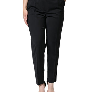 Dolce & Gabbana Black High Waist Tapered Women Pants