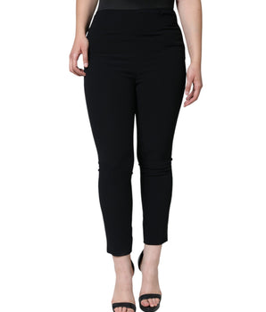 Dolce &amp; Gabbana Pantalones cónicos de cintura alta de viscosa negros