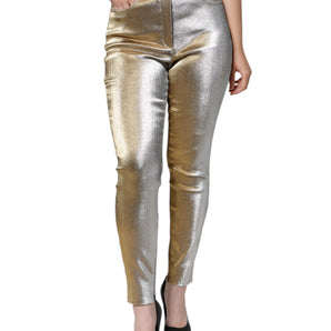 Dolce & Gabbana Metallic Gold High Waist Skinny Pants