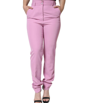 Dolce &amp; Gabbana Pantalones Cónicos De Poliéster Rosa De Cintura Alta Mujer