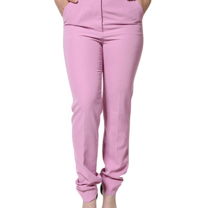 Dolce & Gabbana Pink Polyester High Waist Women Tapered Pants