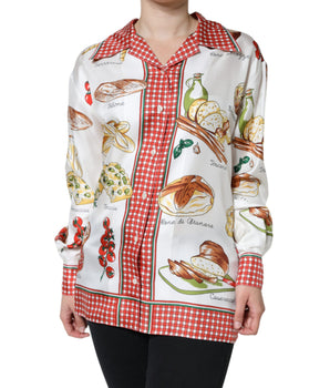 Dolce &amp; Gabbana Blusa con cuello y estampado de pan multicolor