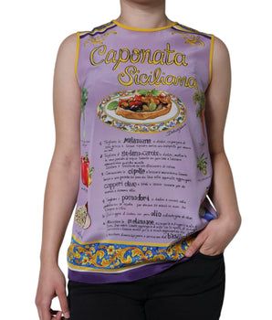 Dolce & Gabbana Purple Silk Caponata Siciliana Print Tank Top
