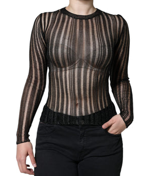 Dolce &amp; Gabbana Top transparente de manga larga con rayas negras