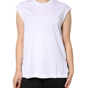 Dolce & Gabbana White Cotton Sleeveless Crew Neck T-shirt