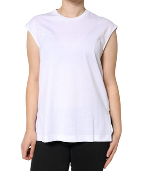 Dolce &amp; Gabbana Camiseta sin mangas de algodón blanca con cuello redondo