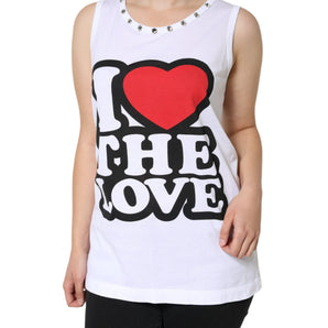 Dolce & Gabbana White I Love The Love Embellished Tank Top