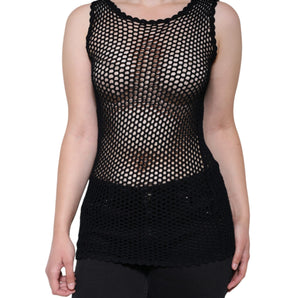 Dolce & Gabbana Black Mesh See Through Sleeveless Tank Top