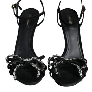 Dolce & Gabbana Black Suede Crystals KEIRA Sandals Shoes