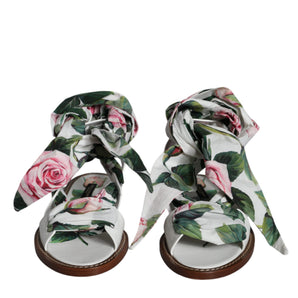 Dolce & Gabbana Multicolor Floral Print Ankle Wrap Sandals Shoes