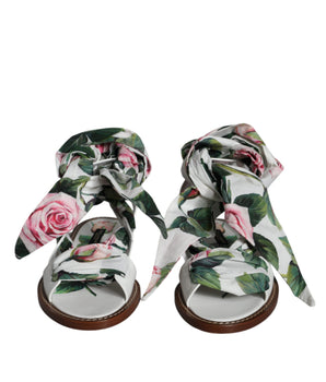 Dolce &amp; Gabbana Zapatos con sandalias cruzadas al tobillo con estampado floral multicolor
