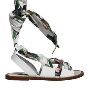 Dolce & Gabbana Multicolor Floral Print Ankle Wrap Sandals Shoes