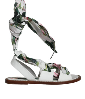 Dolce &amp; Gabbana Zapatos con sandalias cruzadas al tobillo con estampado floral multicolor