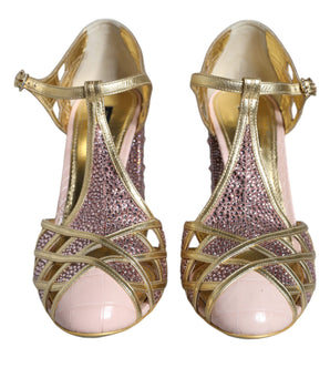 Dolce &amp; Gabbana Sandalias con tira en T y cristales de strass rosa Zapatos