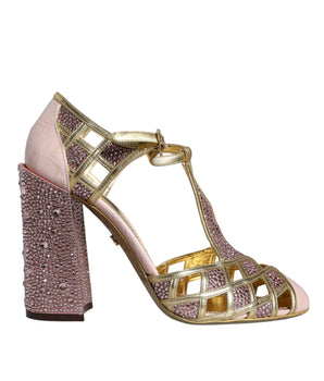 Dolce &amp; Gabbana Sandalias con tira en T y cristales de strass rosa Zapatos
