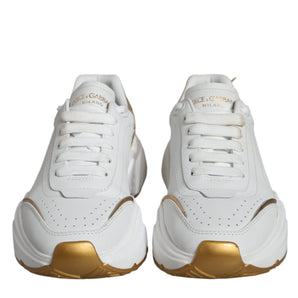 Dolce & Gabbana White Gold DAYMASTER Leather Sneakers Shoes