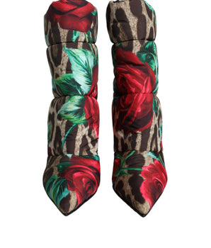 Dolce &amp; Gabbana Botas a media pantorrilla con rosas y leopardo multicolor Zapatos