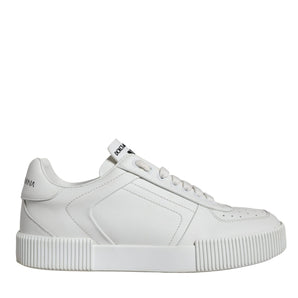 Dolce & Gabbana White Calfskin Leather Miami Low Top Sneakers Shoes