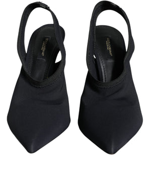 Dolce &amp; Gabbana Zapatos negros con tacón elástico y tira trasera