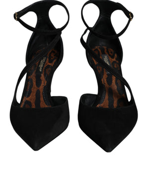 Dolce &amp; Gabbana Zapatos de tacón con correa en el tobillo de ante negro
