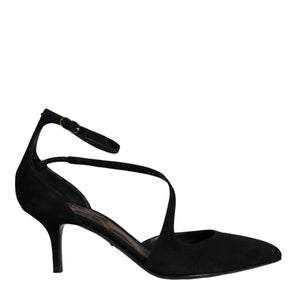 Dolce & Gabbana Black Suede Ankle Strap Pumps Heels Shoes