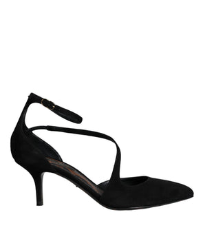 Dolce &amp; Gabbana Zapatos de tacón con correa en el tobillo de ante negro