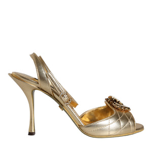 Dolce & Gabbana Gold Devotion Embellished Keira Sandals Shoes