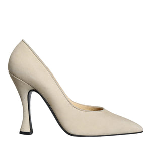 Dolce & Gabbana Beige Suede Leather High Heels Pumps Shoes