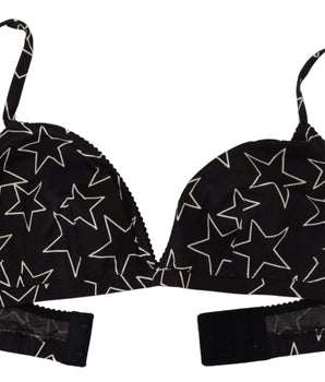Dolce &amp; Gabbana Ropa interior negra con sujetador de algodón sin aros Millennials Star