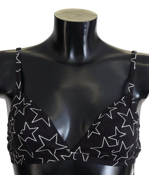 Dolce &amp; Gabbana Ropa interior negra con sujetador de algodón sin aros Millennials Star